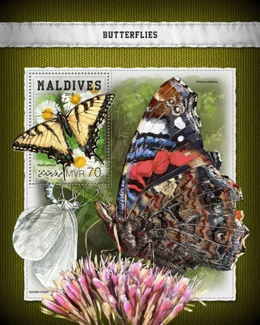 BUTTERFLIES Insect 1-Value MNH Stamp Sheet #39 (2018 Maldives)