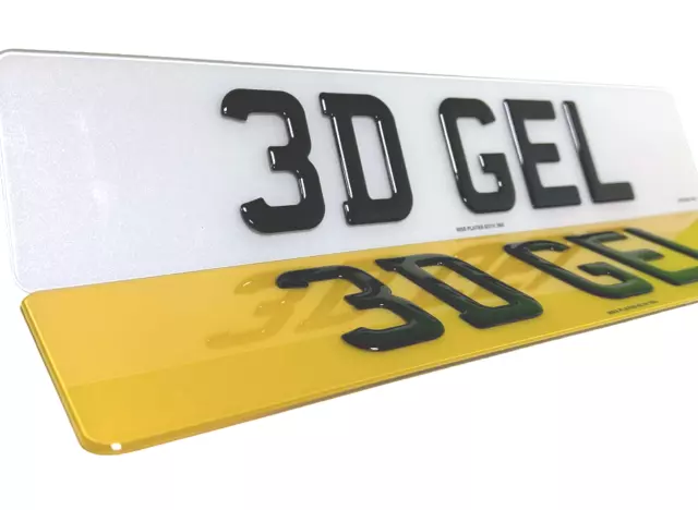 100% ROAD/MOT Legal Premium 3D Gel Gloss Black Number Plates