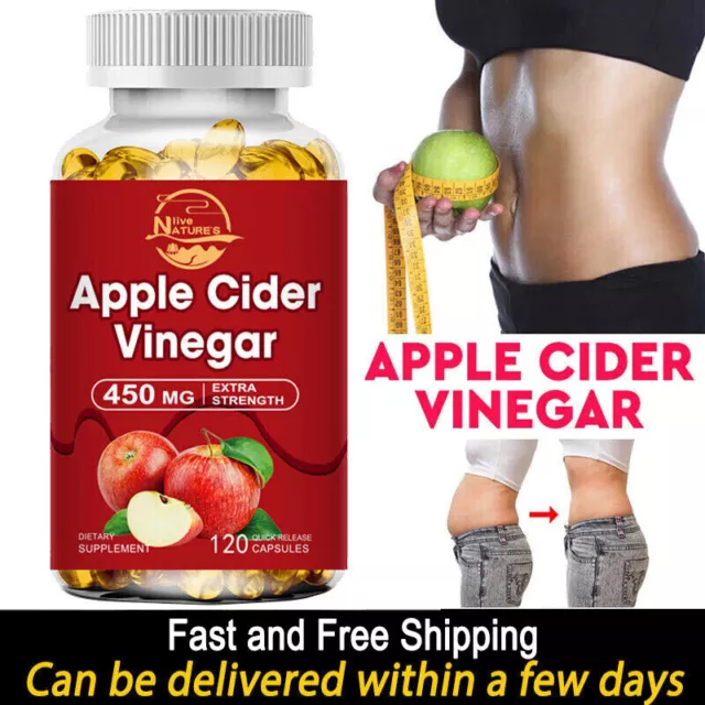 450MG Apple Cider Vinegar Capsules Weight Loss Detox &Cleanse Dietary Supplement