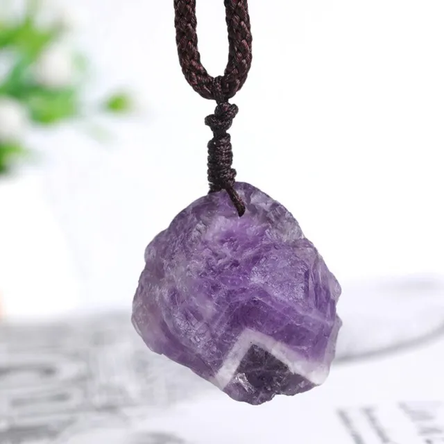 Natural Quartz Amethyst Healing Stone Crystal Energy Reiki Rock Pendant Necklace