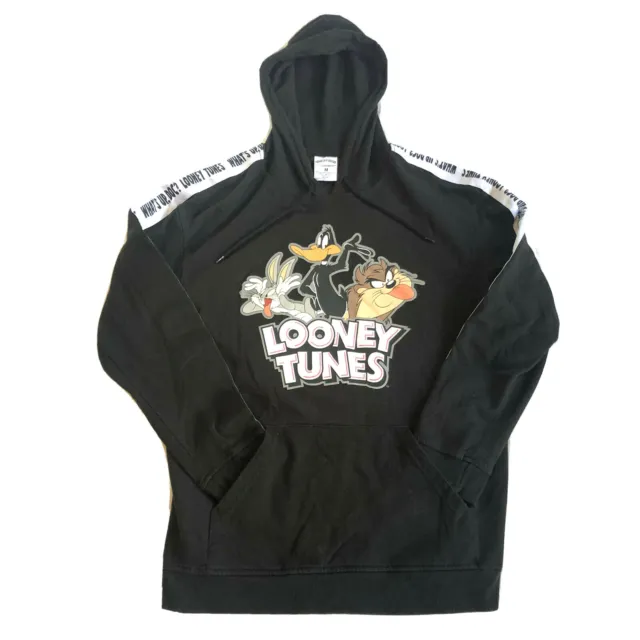 *Vintage* Official Looney Tunes What's Up Doc Hoodie Sz M Unisex Blk Bugs Bunny