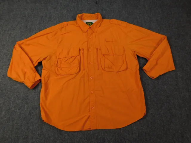 CABELAS SHIRT MENS Large Orange Fishing Guidewear Long Sleeve