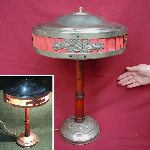 Old STALIN NKVD Sickle Hammer TABLE LAMP KGB USSR Big 1930 BRASS Soviet Vintage