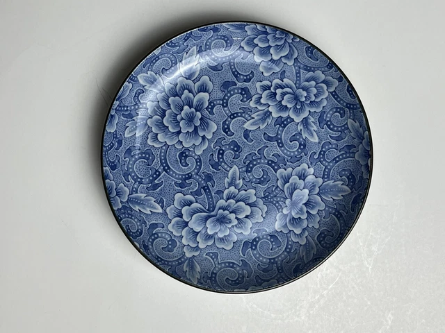 Japanese Porcelain Plate Dish Vintage Blue Sometsuke Flower Design Round 6” EUC