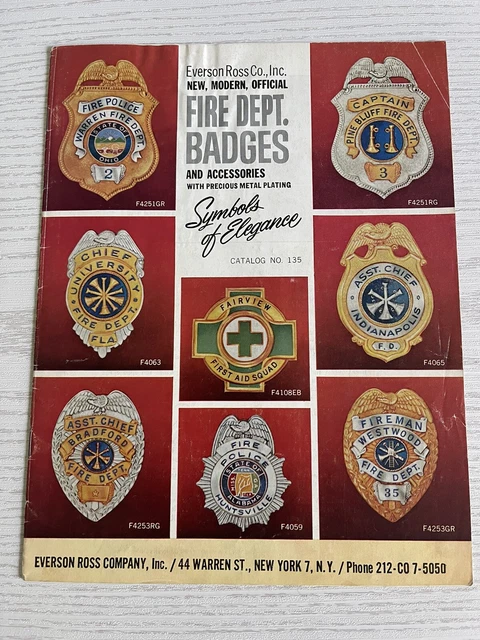 VINTAGE FIRE DEPARTMENT Badges and Accessories Catalog $22.99 - PicClick