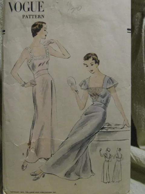 1950 Vogue 7233 Sz 16 Nightgown Pattern