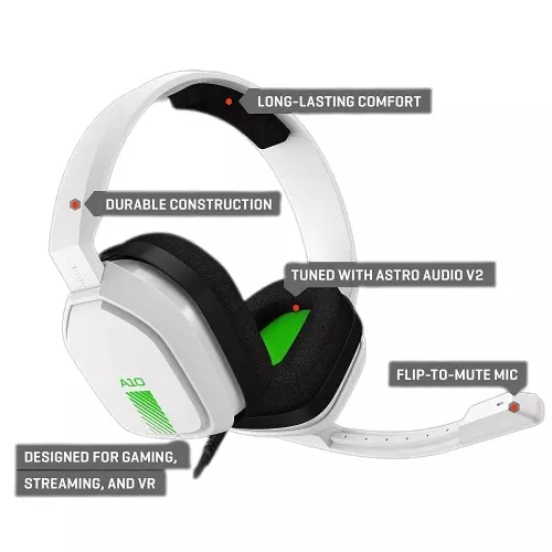 ASTRO A10 Gaming Headset Wired Stereo for Xbox PC Mac PlayStation Mobile White