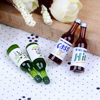 4Pcs 1:12 Dollhouse mini wine bottles miniature drinking doll house decorshY LS 3