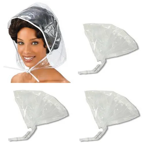 Rain Hats Three Pack Ladies Clear Plastic Rain Hat Hood Bonnet