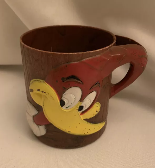 Vintage Woody Woodpecker Cup F&F Mold Dayton, Ohio Walter Lantz Cartoon 1960s