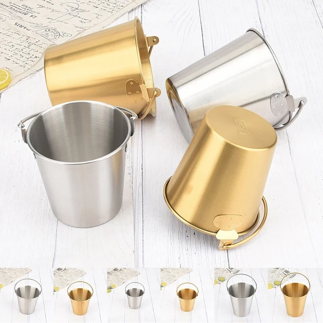 Pequeño cubo de hielo portátil con asas de acero inoxidable para bar y KTV