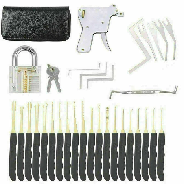 28 pezzi Dietrich Lockpicking Lock Pick con chiusura posteriore 1 serrature per principianti