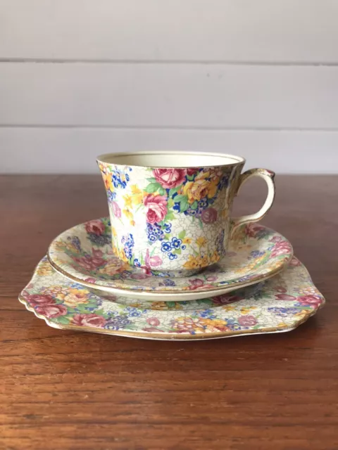 Rare Vintage Royal Winton Grimwades Spring Tea Trio Plate Cup and Saucer