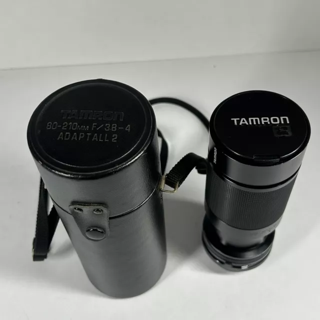 Tamron 80-210mm f3.8-4.0 Adaptall 2 Lens w/Leather Case Caps 3