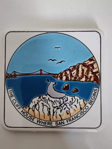 The Cliff House Where San Francisco Begins Ceramic Tile Coaster 3.25"