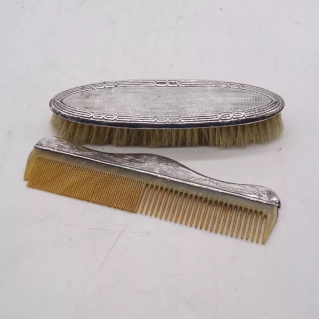 Solid Silver Antique Brush and Comb 1930 Birmingham Hallmarked