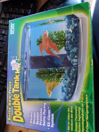 BETTA BOW FRONT DUAL TANK KIT Fish Betta Aquarium New Open Box Penn Plax .5 Gal