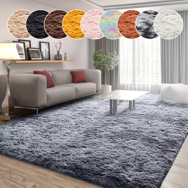 Fluffy Rugs Large Shaggy Rug Bedroom Living Room Anti-Slip Soft Carpet Floor Mat