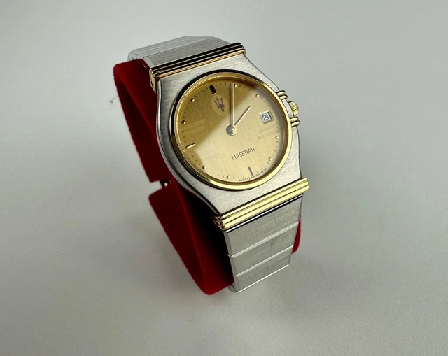 OROLOGIO MASERATI ACCIAIO e oro 18K Biturbo anni 80 vintage clock watch