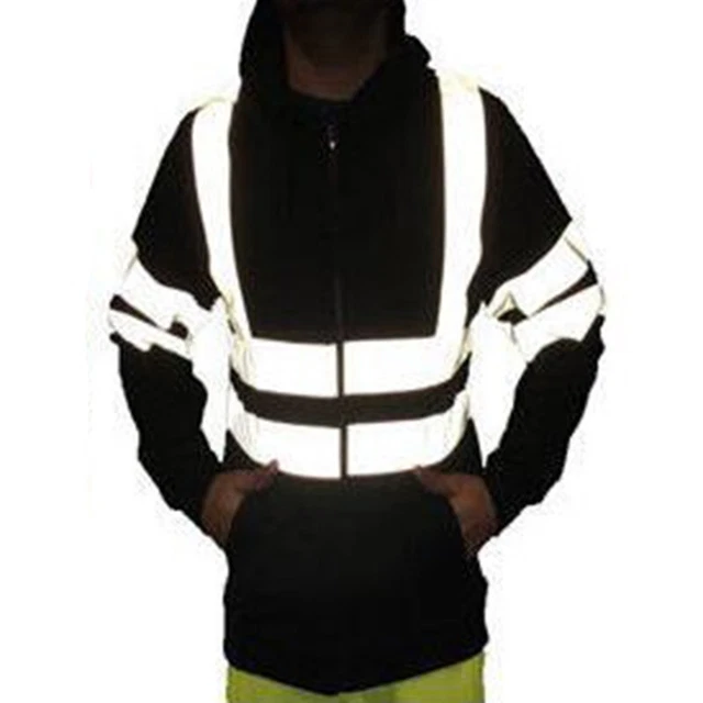 Mens Hoodie High Visibility Workwear Coat Safety Reflective Winter Jacket Tops