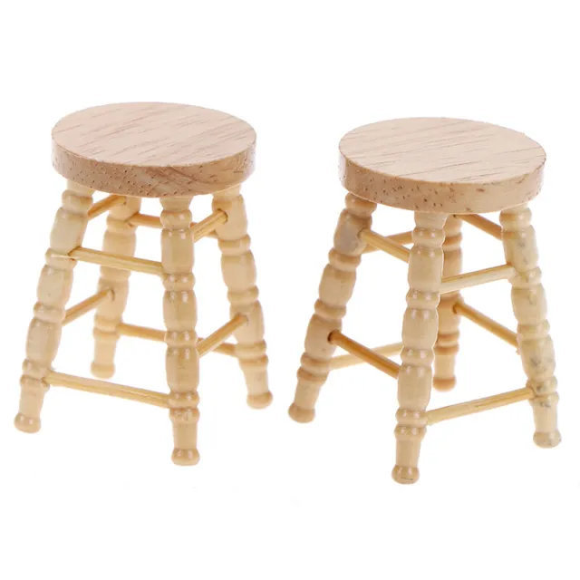 1Pc 1/12 Dollhouse miniature wooden stool chair furniture accessorie.tEW