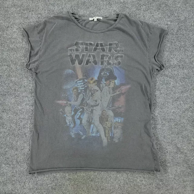 Junk Food Shirt Women Small Gray Star Wars Graphic Tee Short Sleeve Top Stretch