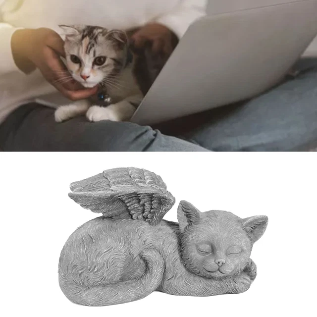 (Angel Cat) Pet Garden Statue Durable Sleeping Pet Memorial Statue✿