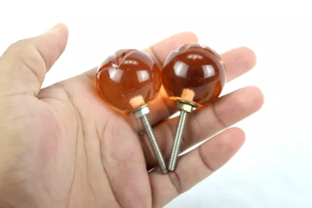 Vintage Style Glass Door Knobs: Orange Ball Hand Shaped Knobs Set 2 Pcs