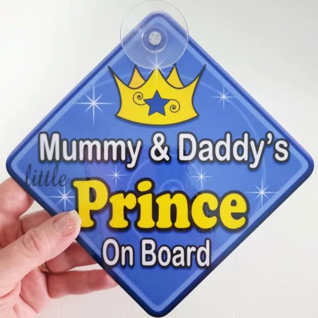 MULTI SWIRL  PRINCESS PRINCE  Pinks & Blues Personalised Baby on Board Car Sign 3