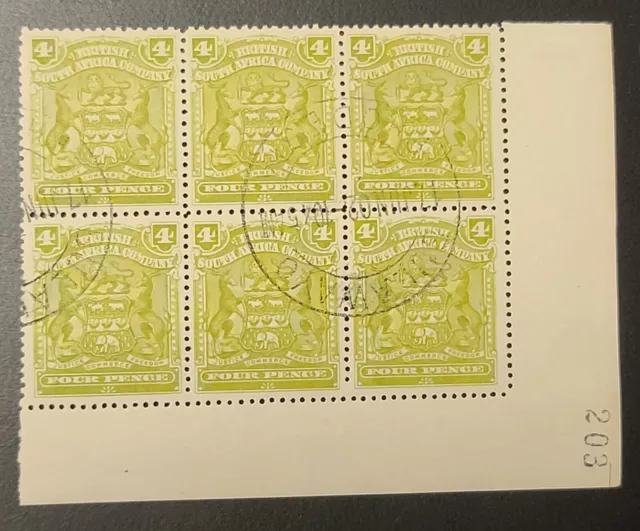 British South Africa Company Stamp 1898 Canceled To Order CTO 4 Pence Sheet #203