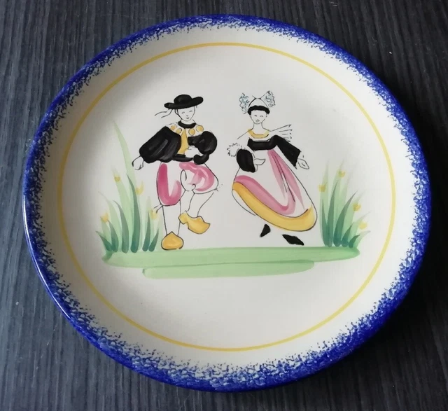 Assiette Céramique De PORNIC Décor  BRETON SCENE DE VIE #CKDB