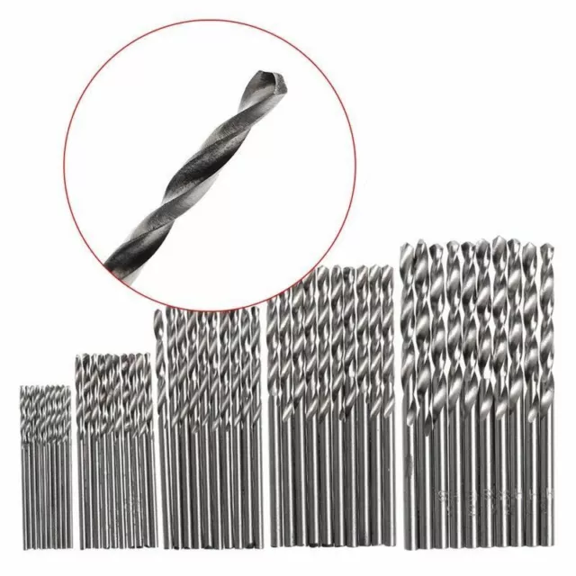 50PCS 1-3mm Drill Bit Set HSS Titanium Jobber Length Twist Metal Drill Bits Tool