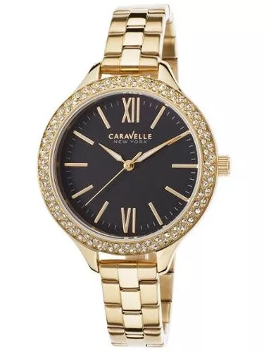 Caravelle New York Gold-Tone Glitz Ladies Watch 44L126