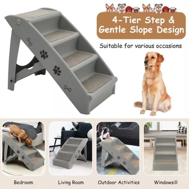 3/4 Step Plastic Folding Stairs Ramp Pet Dog Steps Puppy Cat Ladder for Bed Sofa