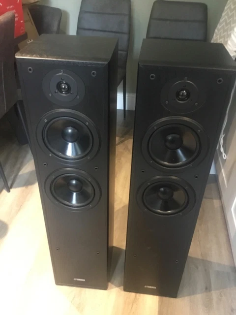YAMAHA NS-F51 PAIR Stereo Speakers Tall Black Floor Standing 80W RMS ...
