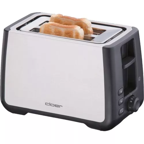 Cloer Toaster 3569 Edelstahl-Schwarz 2-Scheiben-Toaster Auftaufunktion 1.000W