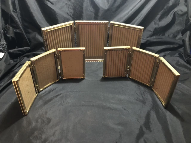 Vintage Brass Trifold Picture Frame Lot 3x5 5x7 Granny Core Decor