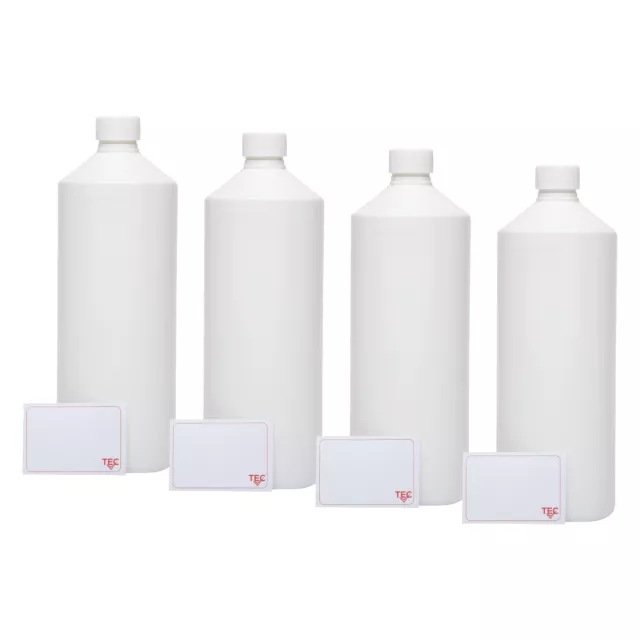 1 Litre Plastic Bottles With Screw Caps White HDPE 28/410 Leakproof