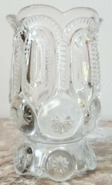 Spoonholder / Vase - Moon & Star Pattern - Crystal Glass - LE Smith Glass USA