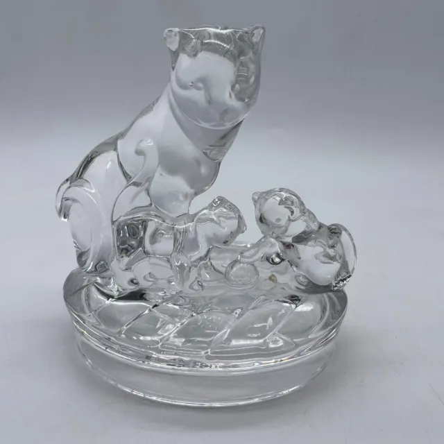 Rcr Crystal Glass Cat & Kittens Glass Figurine Ornament