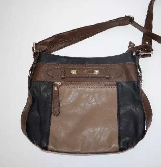 Rosetti Faux Leather Crossbody Shoulder Bag Purse Beige Black Brown