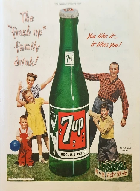 セブンアップ・vintage ７-up 1947年広告 コレクタブル 1947 7UP SODA Pop Vintage Ad You like it It likes you $13.75