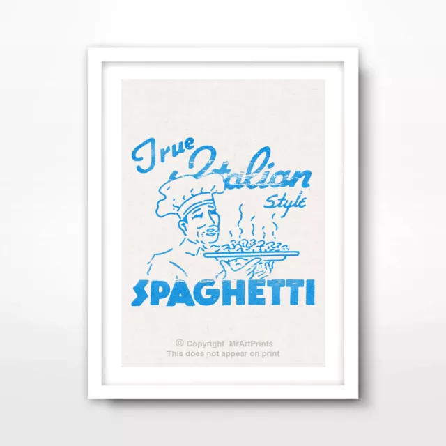 RETRO ITALIAN FOOD SIGN BRIGHT COLOUR BLUE KITCHEN ART PRINT Poster Decor Wall