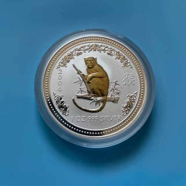 Lunar I Gilded 2004 1 oz Silber 0.999 Münze Australien Jahr des Affen