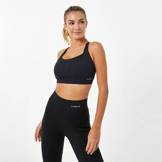 LA Gear Damen Starker Halt Sport BH Bustier Workout Top Ohne Bügel Breite Träger