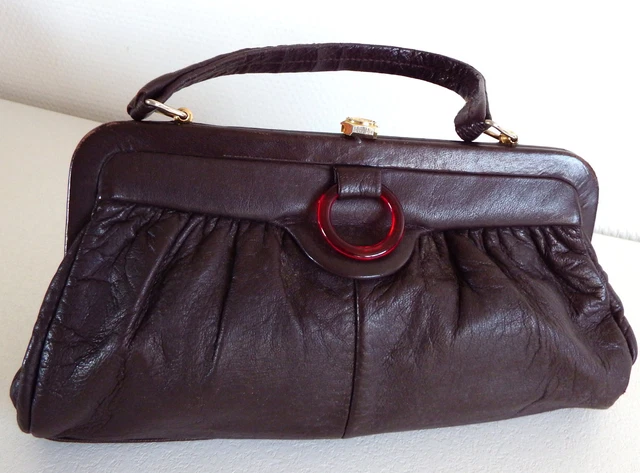 Sac Bourse En Cuir Noir Vintage LANGER FRES - Années 50/60 - Occasion Très Bon état
