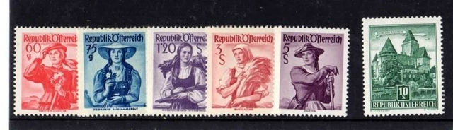 Österreich – 6 Werte - aus Trachten-Serie und Bauwerke-Serie -
