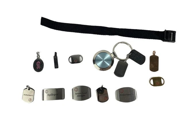 Medical ID Bracelet Necklace Charms Tags Engraveable Bundle Lot