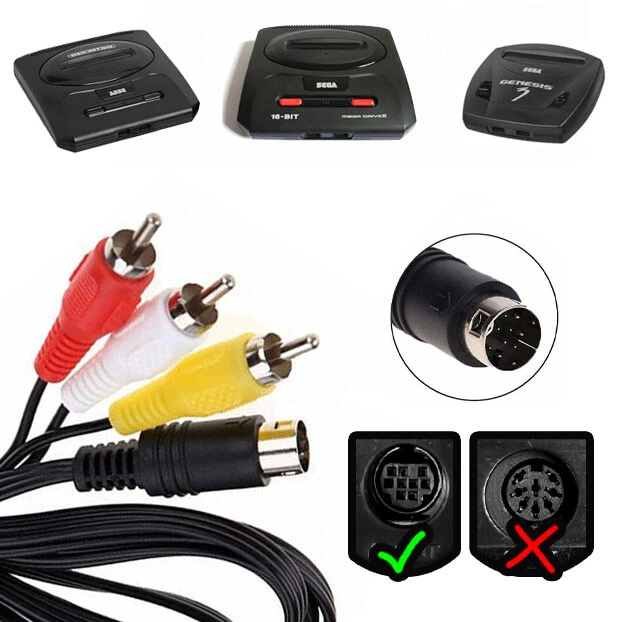 MEGA DRIVE 2 TV Cable Composite Video Audio AV Lead Sega Genesis 2 3 £3