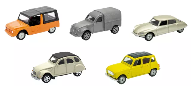 Lot de 5 voitures Miniatures Retro Citroën Renault 3 inches 7cm Jouet WEL06